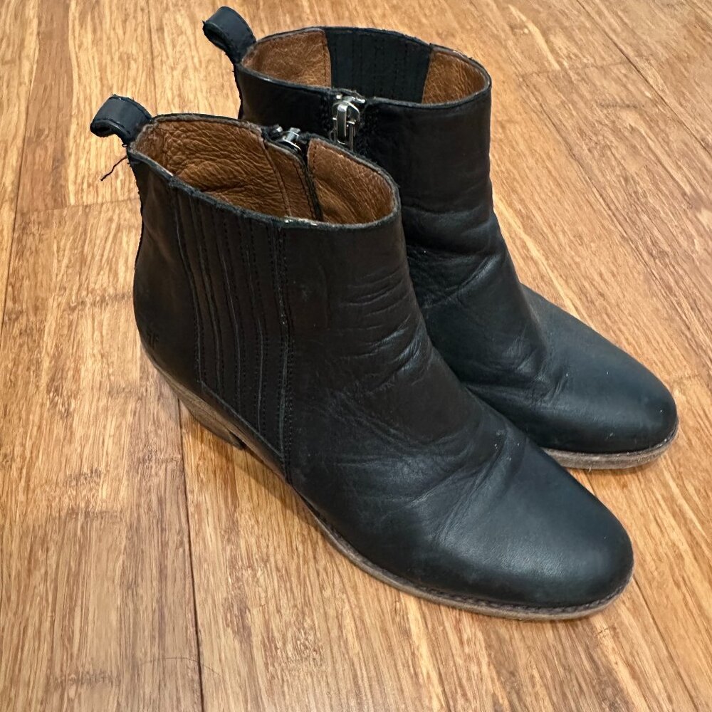 Frye Women's Side-Zip Leather Ankle Boots - Black - Size 6.5